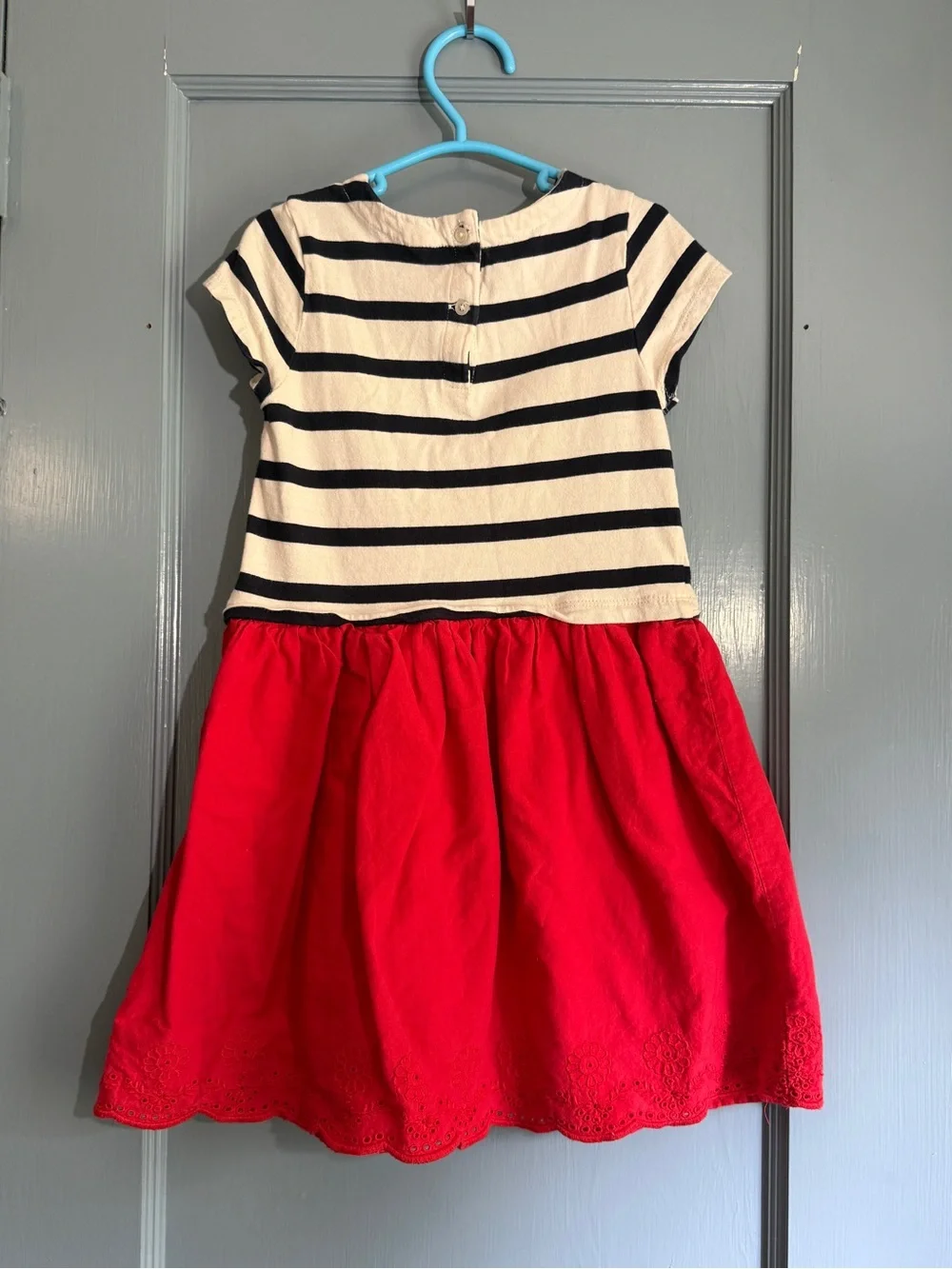 Striped Top with Red Skirt Kids Dress